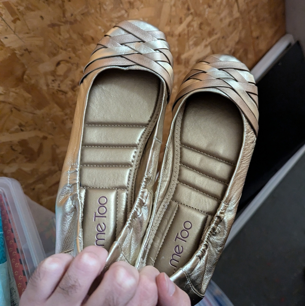 Me Too gold weave shoes